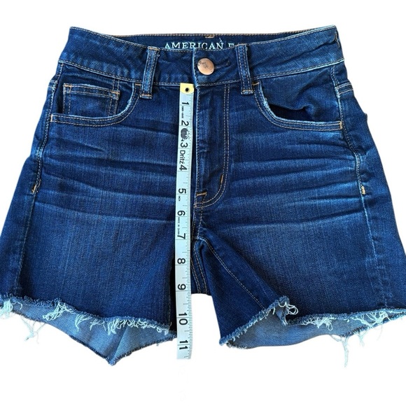 American Eagle Outfitters, Hi-Rise Shortie Jean Short’s, Size 0, Dark Blue - Picture 6 of 9